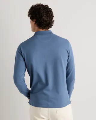 Quince Quince | Men's Long Sleeve Pique Polo in Sailor Blue — Men Summer blue Polos