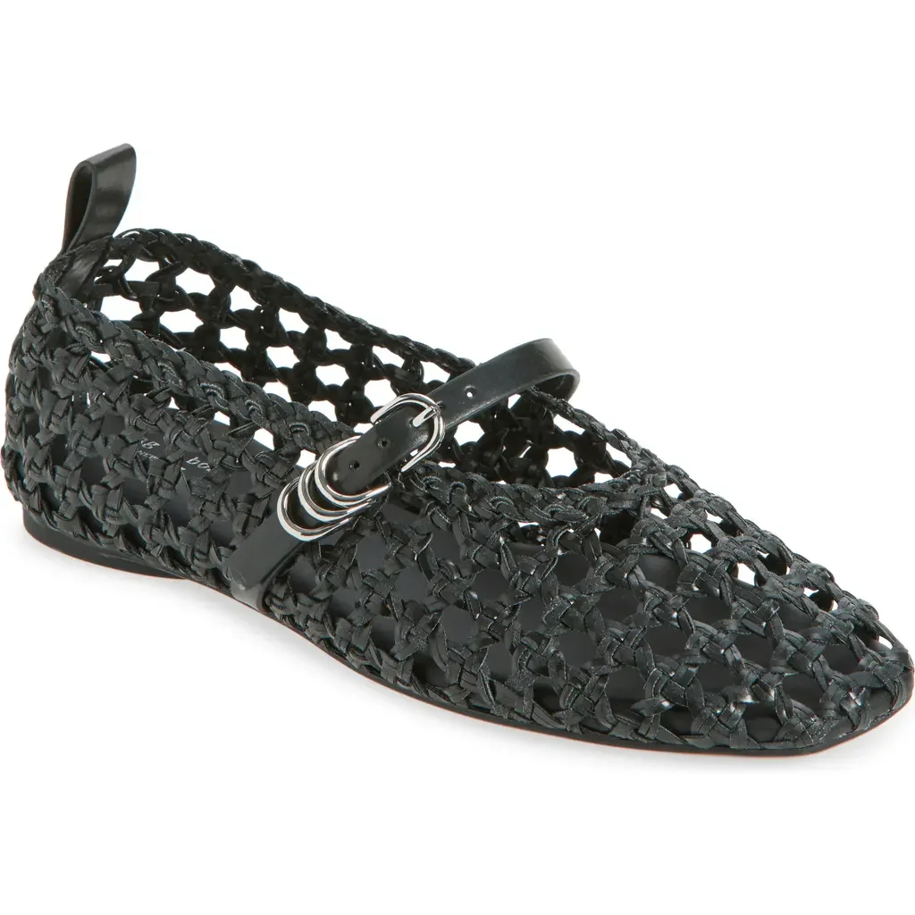 rag & bone rag & bone Spire Woven Mary Jane Flat in Black — Women Winter black Shoes