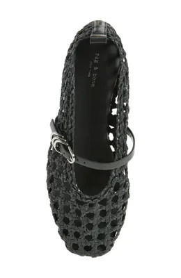rag & bone rag & bone Spire Woven Mary Jane Flat in Black — Women Winter black Shoes