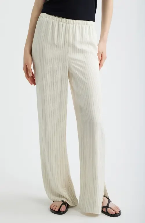 Theory Theory Slit Hem Wide Leg Pants in Rice Multi — Women Spring white Pants