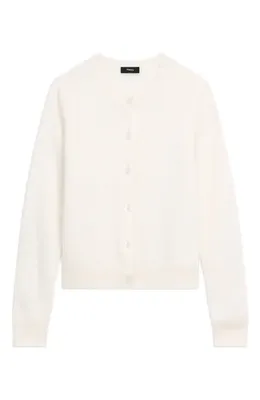 Theory Theory Brushed Cashmere Cardigan in Ivory — Women Spring white Tops