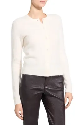 Theory Theory Brushed Cashmere Cardigan in Ivory — Women Spring white Tops
