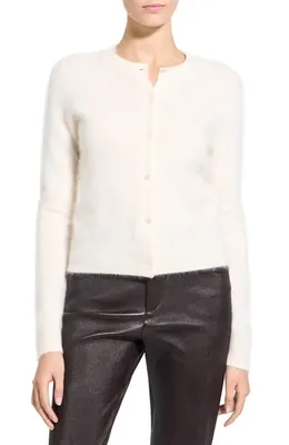 Theory Theory Brushed Cashmere Cardigan in Ivory — Women Spring white Tops
