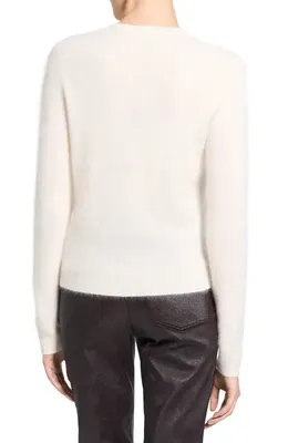 Theory Theory Brushed Cashmere Cardigan in Ivory — Women Spring white Tops