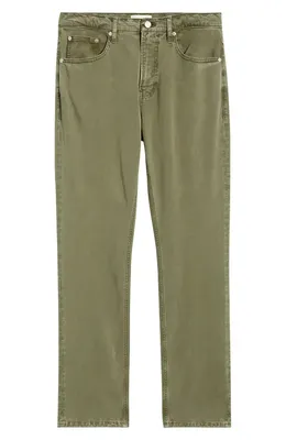 FRAME FRAME Modern Straight Leg Five-Pocket Twill Pants in Smoky Green — Men Autumn khaki Pants