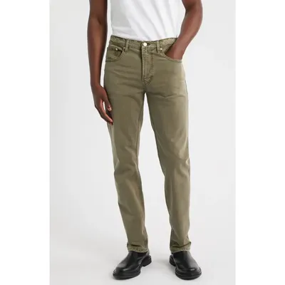 FRAME FRAME Modern Straight Leg Five-Pocket Twill Pants in Smoky Green — Men Autumn khaki Pants
