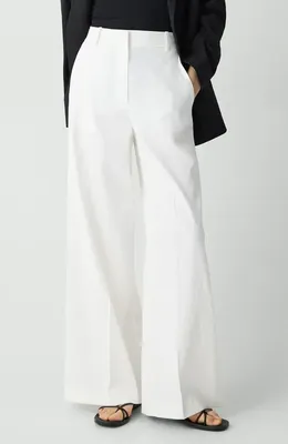Theory Theory Linen Blend Wide Leg Pants in White — Women Winter white Pants