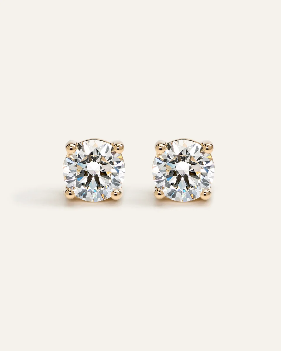 Quince Quince | Women's 14K Gold Lab Grown Diamond Four-Prong Solitaire Studs in Yellow Gold — Women Spring gold Accessories