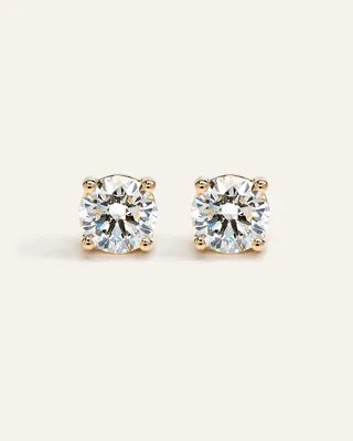 Quince Quince | Women's 14K Gold Lab Grown Diamond Four-Prong Solitaire Studs in Yellow Gold — Women Spring gold Accessories