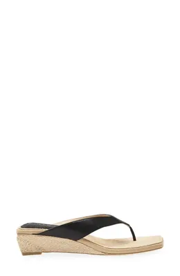 rag & bone rag & bone Jo Espadrille Wedge Flip Flop in Black Beige — Women Autumn tan Shoes