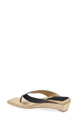 rag & bone rag & bone Jo Espadrille Wedge Flip Flop in Black Beige — Women Autumn tan Shoes