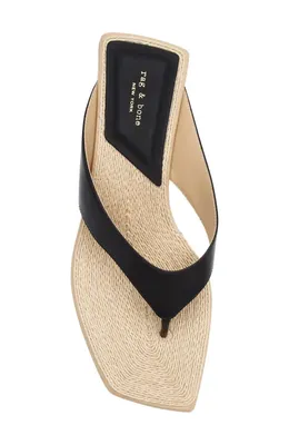 rag & bone rag & bone Jo Espadrille Wedge Flip Flop in Black Beige — Women Autumn tan Shoes