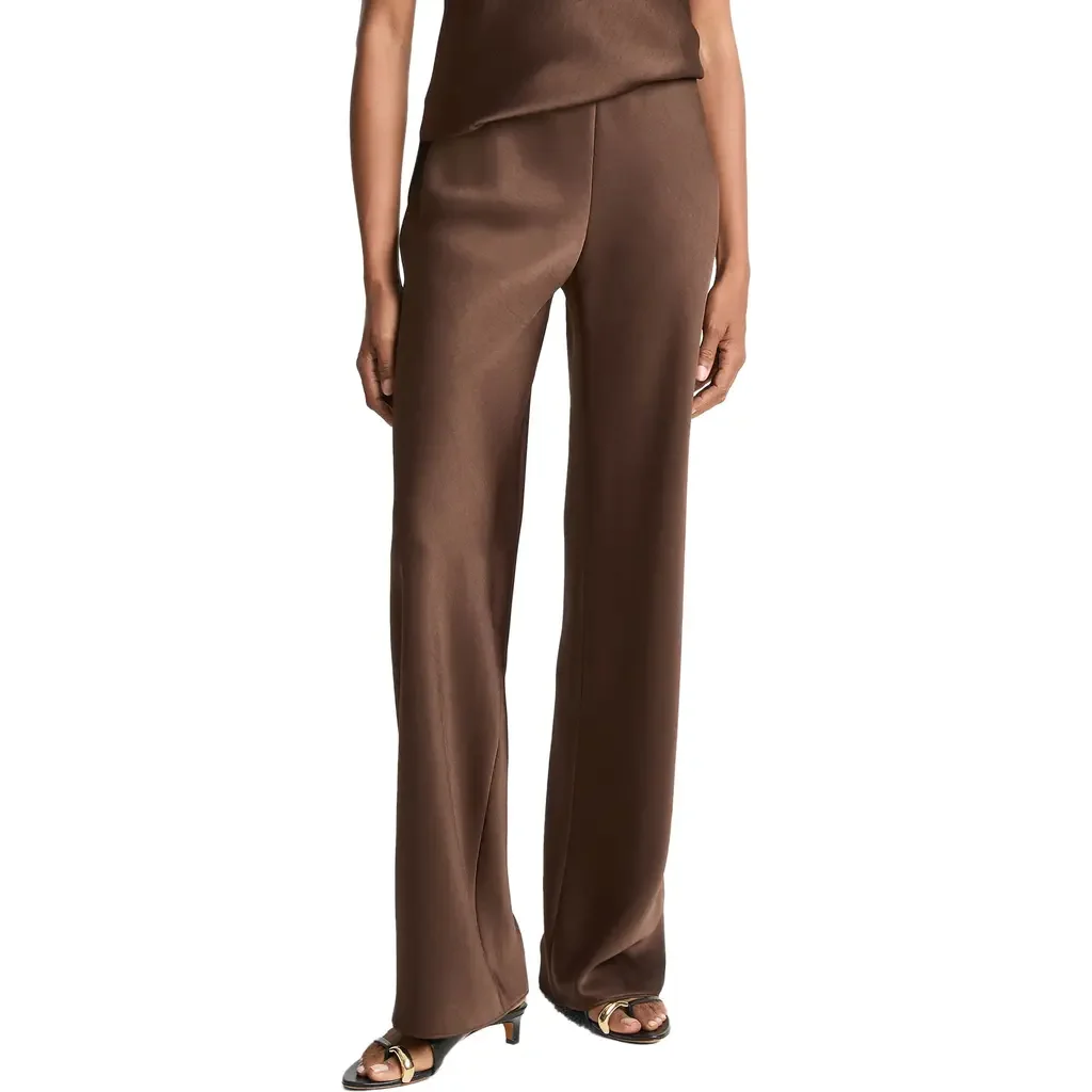 Vince Vince Colette High Waist Fluid Satin Bias Pants in Espresso — Women Autumn brown Pants