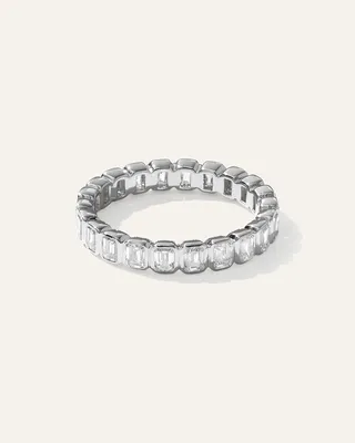 Quince Quince Women's Lab Grown Diamond Emerald North-South Bezel Eternity Band Rings in White Gold — Women Summer white Accessories