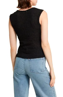 FRAME FRAME Sleeveless Mesh Top in Noir — Women Winter black Tank Tops & Camis