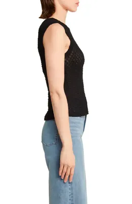 FRAME FRAME Sleeveless Mesh Top in Noir — Women Winter black Tank Tops & Camis