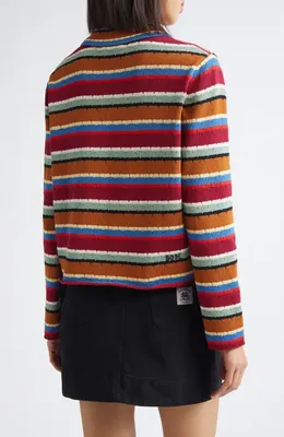 Bode Bode Starkey Stripe Cotton Cardigan in Multi — Women Autumn red Sweaters & Knits
