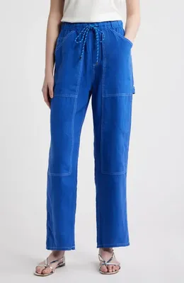 rag & bone rag & bone Atlas Linen Drawstring Carpenter Pants in Royal — Women Winter blue Pants