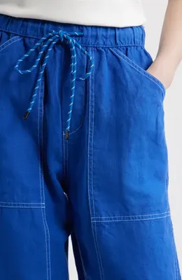 rag & bone rag & bone Atlas Linen Drawstring Carpenter Pants in Royal — Women Winter blue Pants
