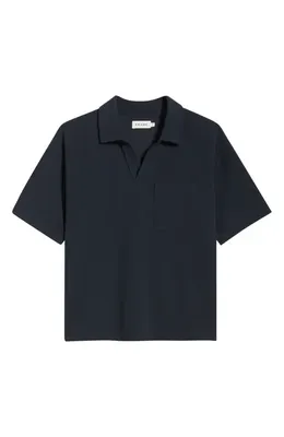 FRAME FRAME Textured Cotton Blend Polo in Dark Navy — Men Winter black Tops
