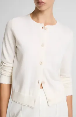 Vince Vince Scallop Trim Button Front Cardigan in Off White — Women Winter white Tops