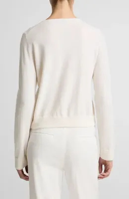 Vince Vince Scallop Trim Button Front Cardigan in Off White — Women Winter white Tops