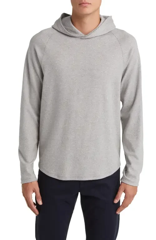 Vince Vince Broken Twill Hoodie in Heather Grey/Off White — Men Summer silver Tops