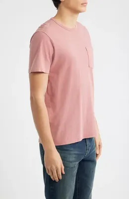 AG AG Nick Cotton Pocket T-Shirt in Heritage Pink — Men Autumn coral T-Shirts & Tees