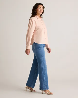 Quince Quince | Women's Poplin Cropped Long Sleeve Shirt in Ballet Slipper — Women Spring white Button-Down Shirts