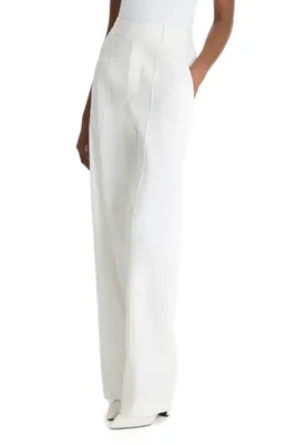 Vince Vince Joan High Rise Linen Blend Pull-On Pants in Off White — Women Winter white Pants