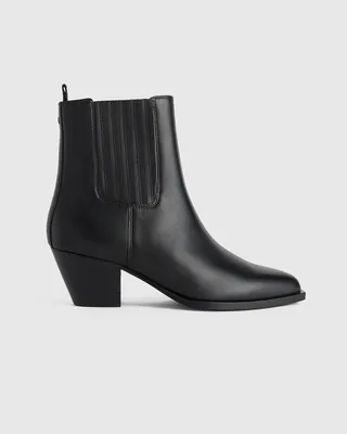 Quince Quince | Women's Italian Leather Western Chelsea Ankle Boot in Black — Women Winter black Accessories