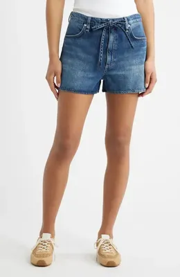 rag & bone rag & bone Ultra Featherweight Nolan Drawstring Denim Shorts in Emerson — Women Summer blue Shorts