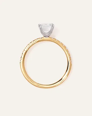Quince Quince Women's Lab Grown Diamond Emerald Petite Pave Engagement Ring 1.50ct in Yellow Gold — Women Spring white Accessories