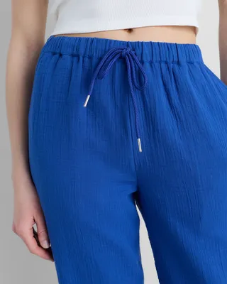 Quince Quince | Women's Gauze Straight Leg Pants in Orchid Blue — Women Summer blue Trousers & Chinos