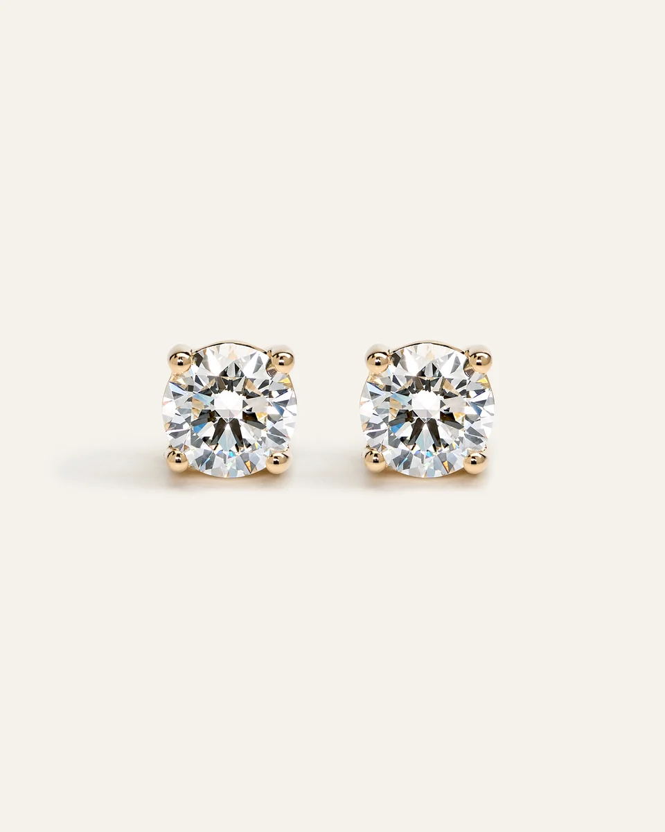 Quince Quince | Women's 14K Gold Lab Grown Diamond Four-Prong Solitaire Studs 4ctw in Yellow Gold — Women Spring gold Accessories