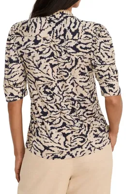 NIC+ZOE NIC+ZOE Contrast Swirl Top in Neutral Multi — Women Autumn ivory Tops