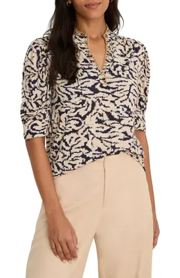 NIC+ZOE NIC+ZOE Contrast Swirl Top in Neutral Multi — Women Autumn ivory Tops