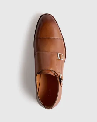 Quince Quince | Men's Italian Leather Monk Strap Oxford in Tobacco — Men Autumn brown Accessories