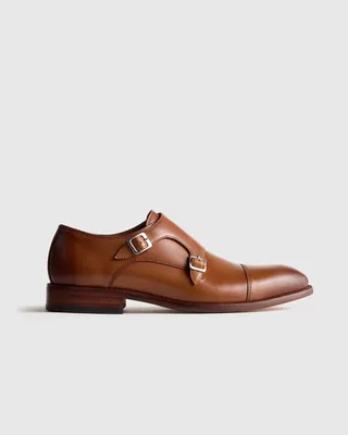 Quince Quince | Men's Italian Leather Monk Strap Oxford in Tobacco — Men Autumn brown Accessories