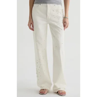 AG AG Billie High Waist Straight Leg Jeans in Opal Radiance — Women Winter white Pants