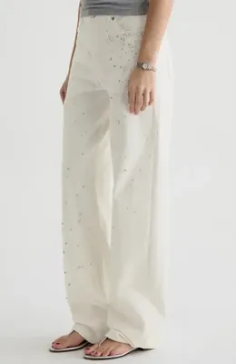 AG AG Billie High Waist Straight Leg Jeans in Opal Radiance — Women Winter white Pants