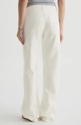 AG AG Billie High Waist Straight Leg Jeans in Opal Radiance — Women Winter white Pants