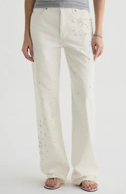 AG AG Billie High Waist Straight Leg Jeans in Opal Radiance — Women Winter white Pants