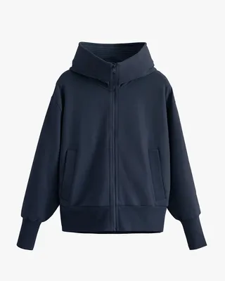 Cuyana Fleece Funnel Neck Hoodie - Navy / Extra in navy — Winter navy Underwear & Loungewear