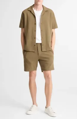 Vince Vince Bouclé Pull-On Shorts in Kalamata — Men Autumn green Shorts