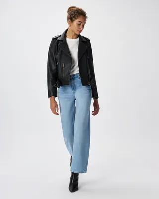 Quince Quince | Women's Motorcycle Jacket in True Black/Brass Trim — Women Winter black Outerwear