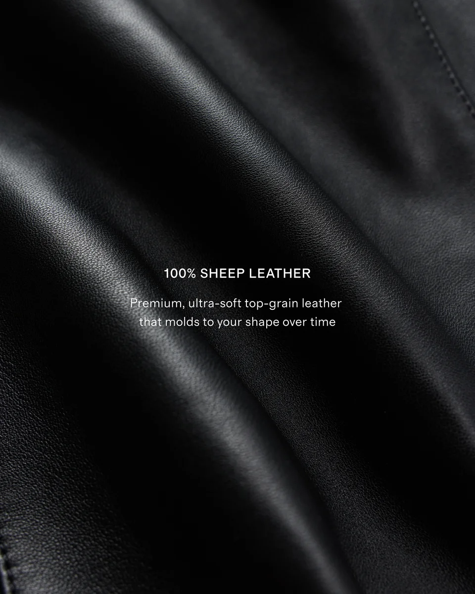 Quince Quince | Women's Motorcycle Jacket in True Black/Brass Trim — Women Winter black Outerwear