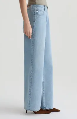 AG Adria Low Rise Baggy Wide Leg Jeans in Soft Focus — Women Summer silver Pants