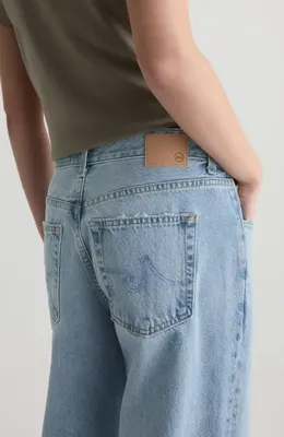 AG Adria Low Rise Baggy Wide Leg Jeans in Soft Focus — Women Summer silver Pants