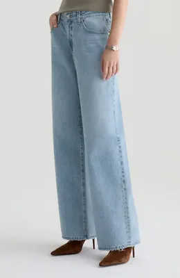 AG Adria Low Rise Baggy Wide Leg Jeans in Soft Focus — Women Summer silver Pants